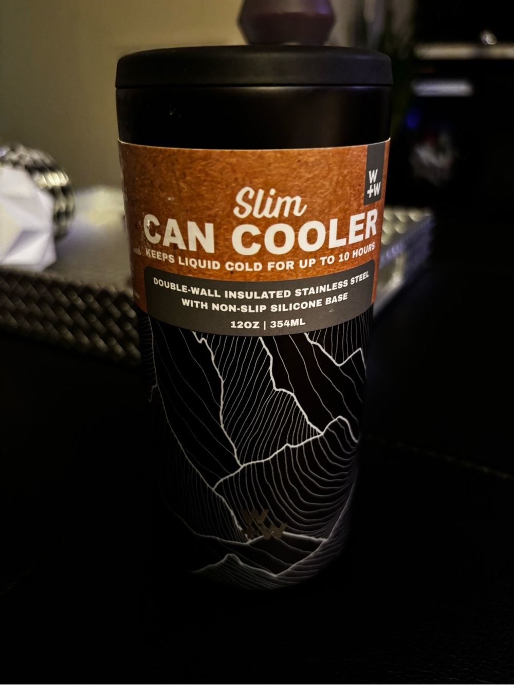NEW W + W Black and White Design Slim Can Cooler
